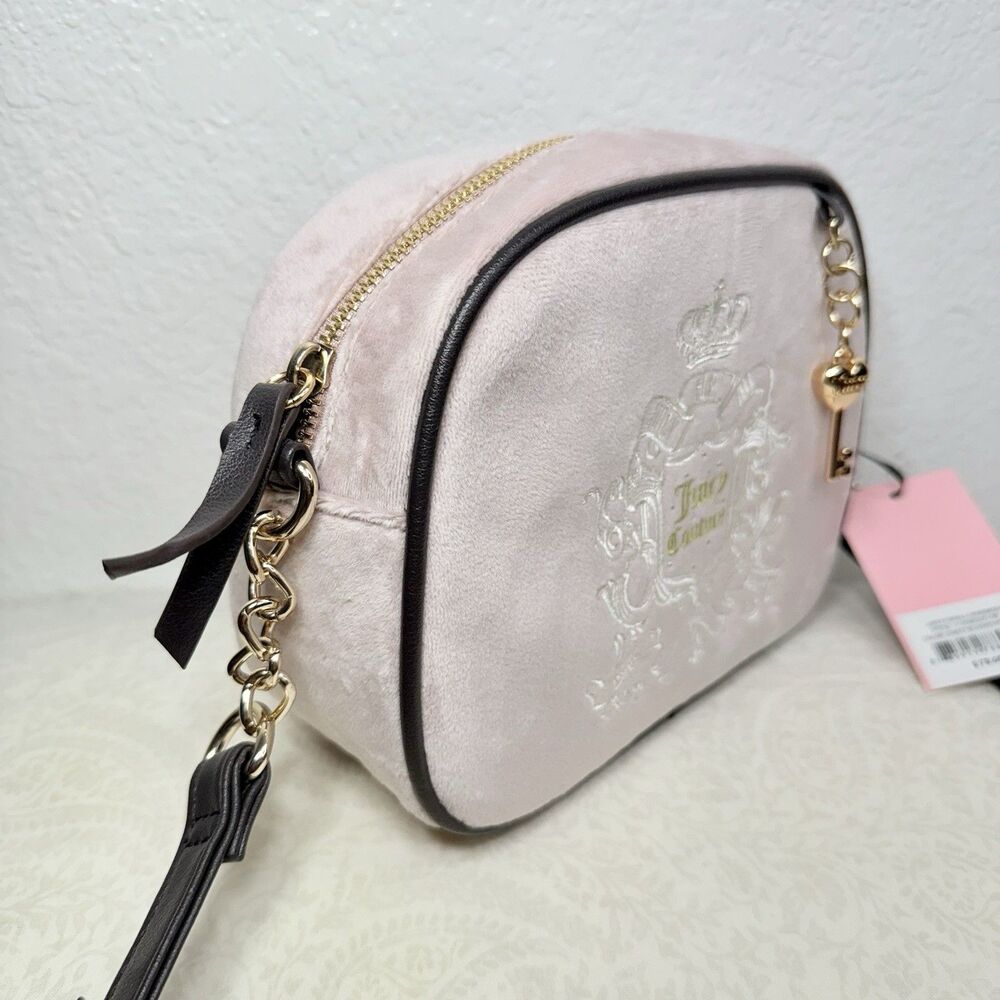 NWT Juicy Couture Juicy For All Crossbody Bag Pink Velour Y2K 2000s Style - Picture 4 of 13